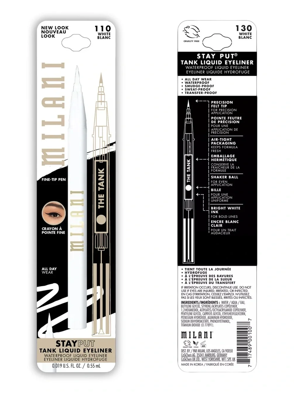 Milani Stay Put Tank Liquid Eyeliner - White, NEW